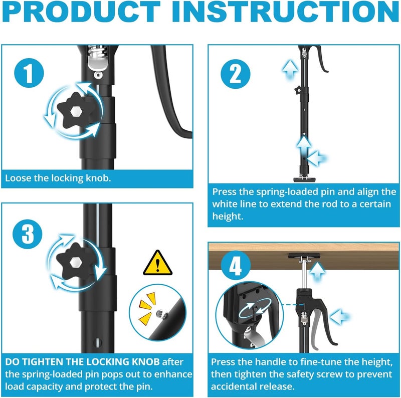 OUTIMATE Third Hand Support Pole Heavy Duty, Cabinet Jacks for Installing Cabinets with 200 LBS Capacity and Expand from 23-3/5 to 45-3/10 in, 1-PC - Image 5